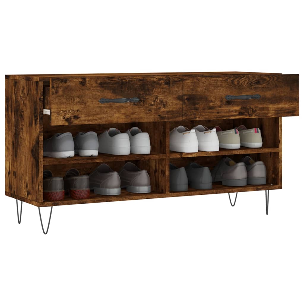 vidaXL Ławka z miejscem na buty, przydymiony dąb, 102x35x55 cm