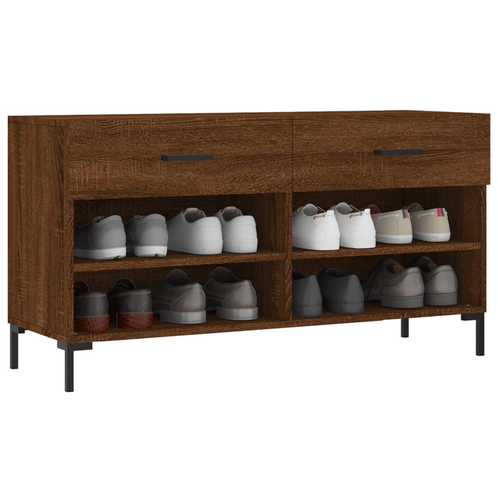 vidaXL Ławka z miejscem na buty, brązowy dąb, 102x35x55 cm