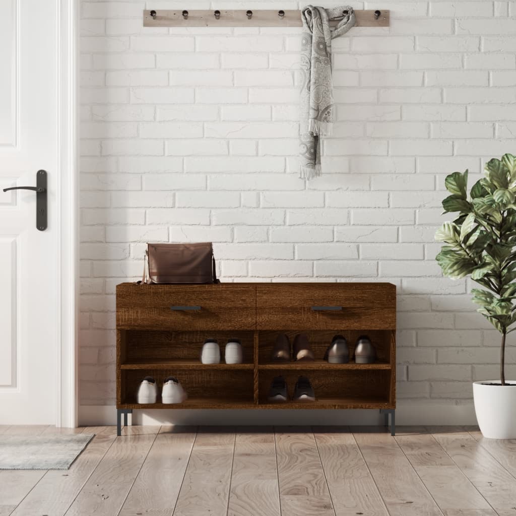 vidaXL Ławka z miejscem na buty, brązowy dąb, 102x35x55 cm