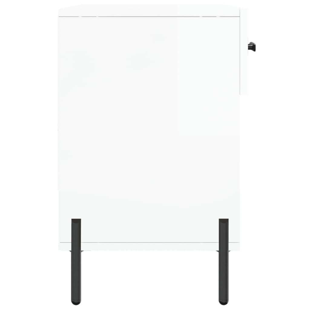vidaXL Ławka z miejscem na buty, wysoki połysk, biała, 102x35x55 cm