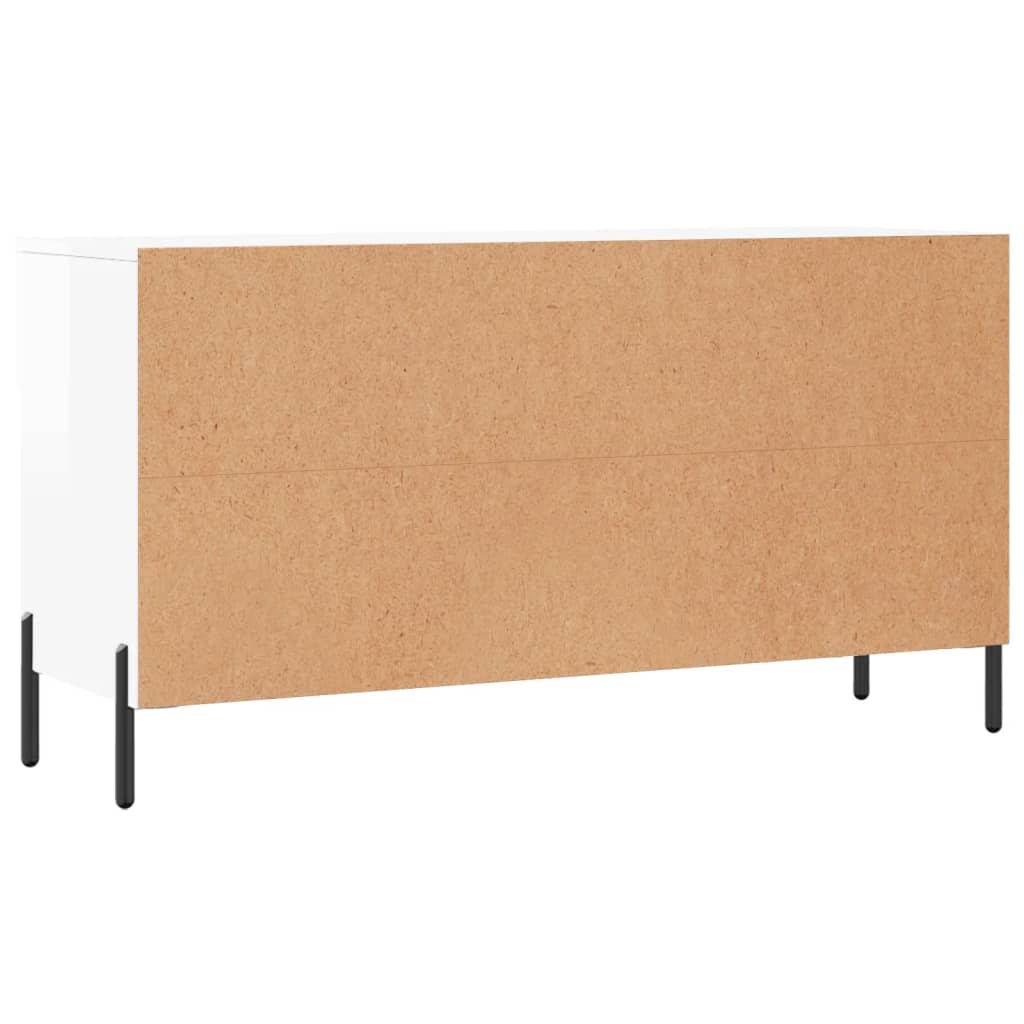vidaXL Ławka z miejscem na buty, wysoki połysk, biała, 102x35x55 cm