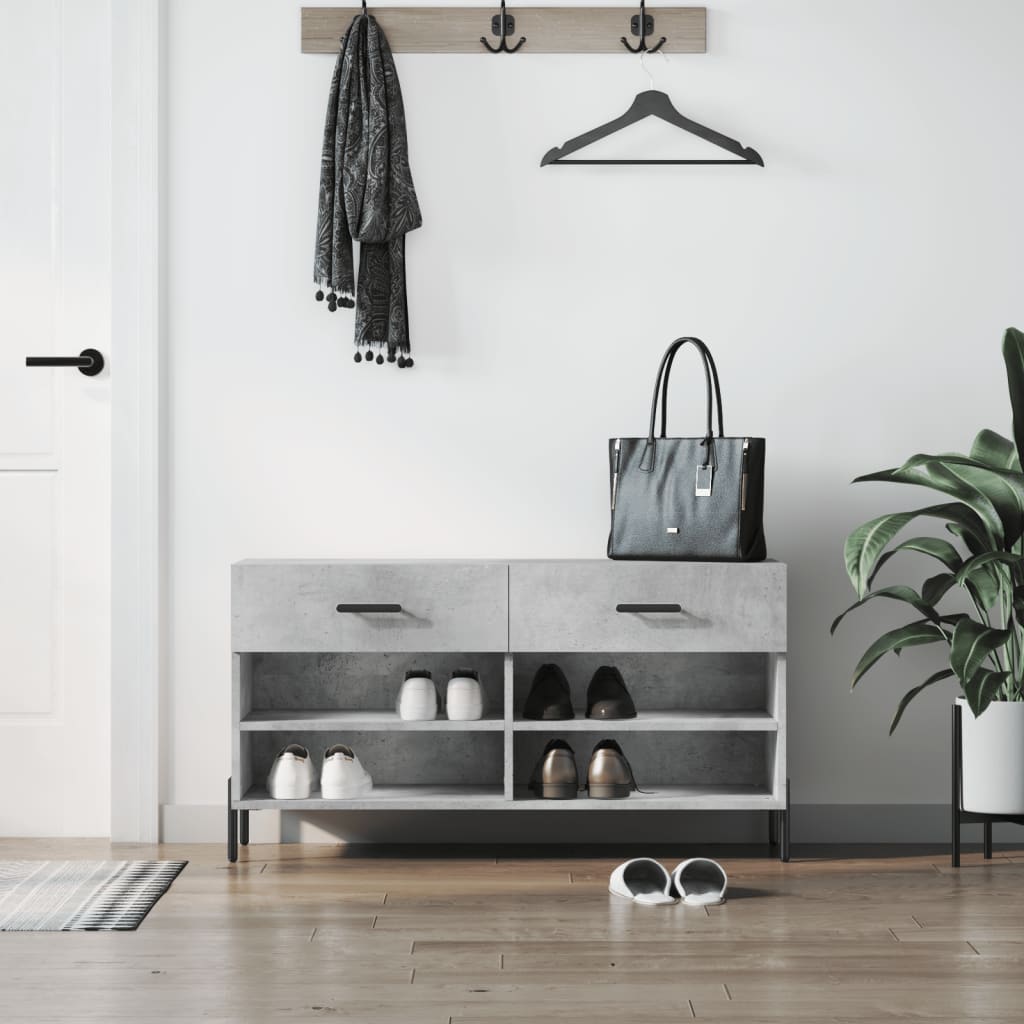 vidaXL Ławka z miejscem na buty, szarość betonu, 102x35x55 cm