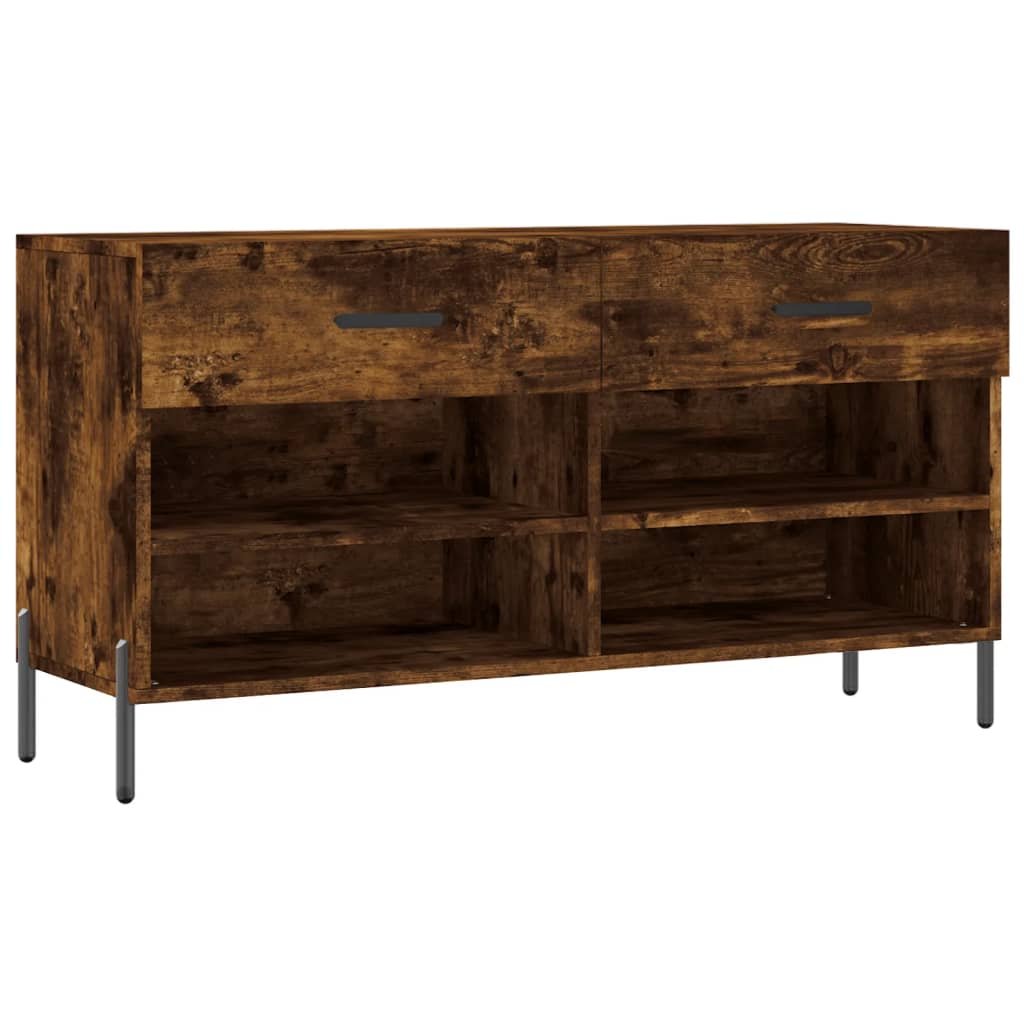 vidaXL Ławka z miejscem na buty, przydymiony dąb, 102x35x55 cm