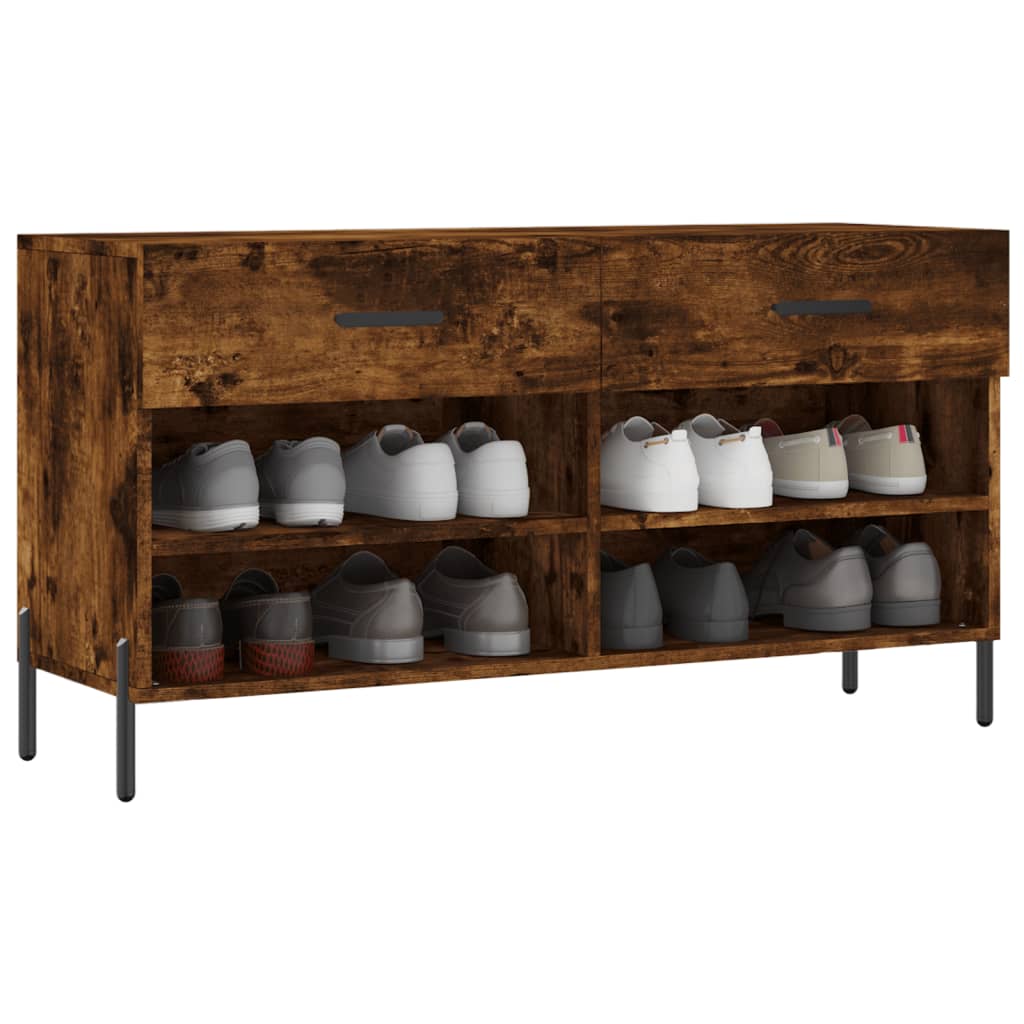 vidaXL Ławka z miejscem na buty, przydymiony dąb, 102x35x55 cm