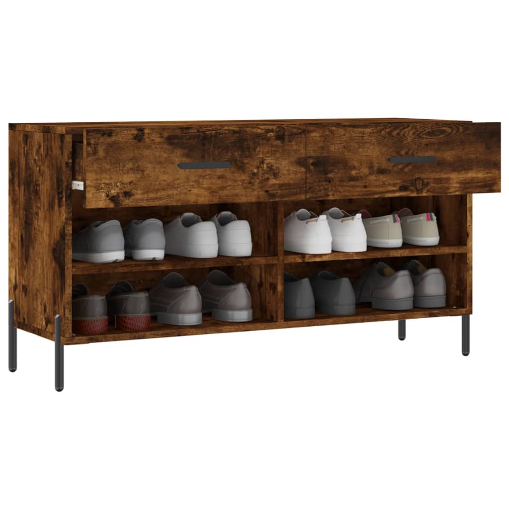 vidaXL Ławka z miejscem na buty, przydymiony dąb, 102x35x55 cm