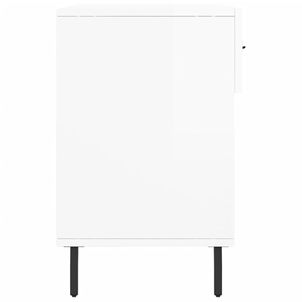 vidaXL Ławka z miejscem na buty, wysoki połysk, biała, 102x35x55 cm