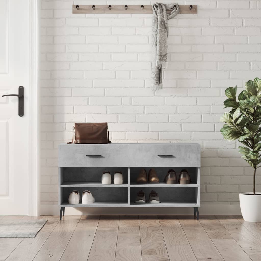 vidaXL Ławka z miejscem na buty, szarość betonu, 102x35x55 cm