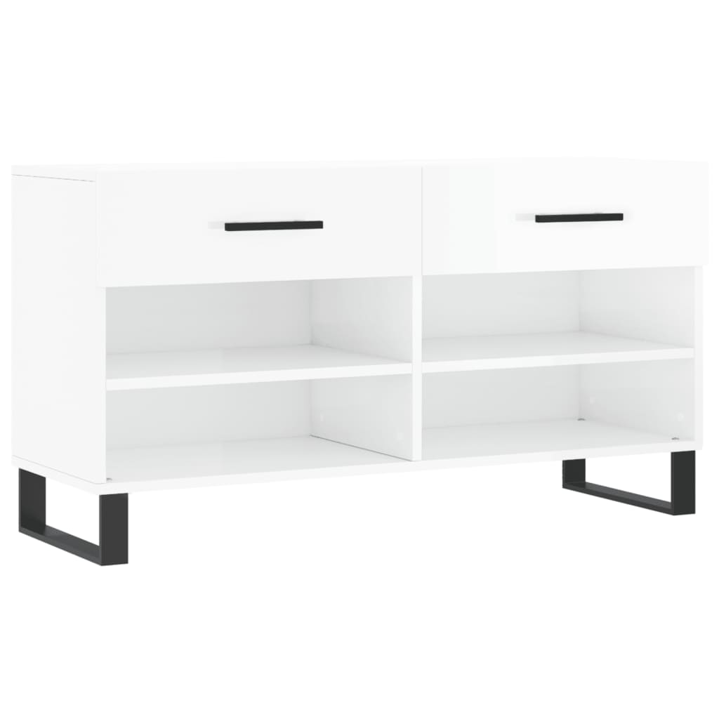 vidaXL Ławka z miejscem na buty, wysoki połysk, biała, 102x35x55 cm