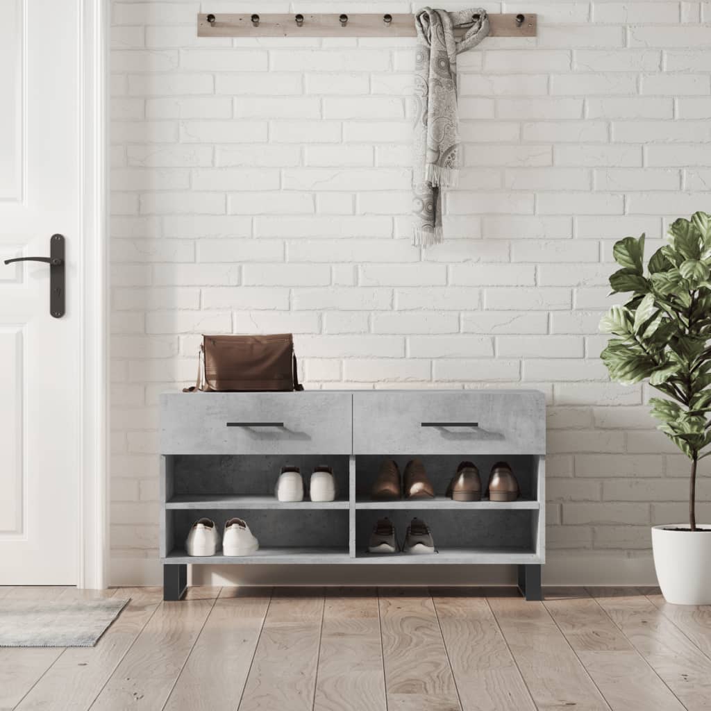 vidaXL Ławka z miejscem na buty, szarość betonu, 102x35x55 cm