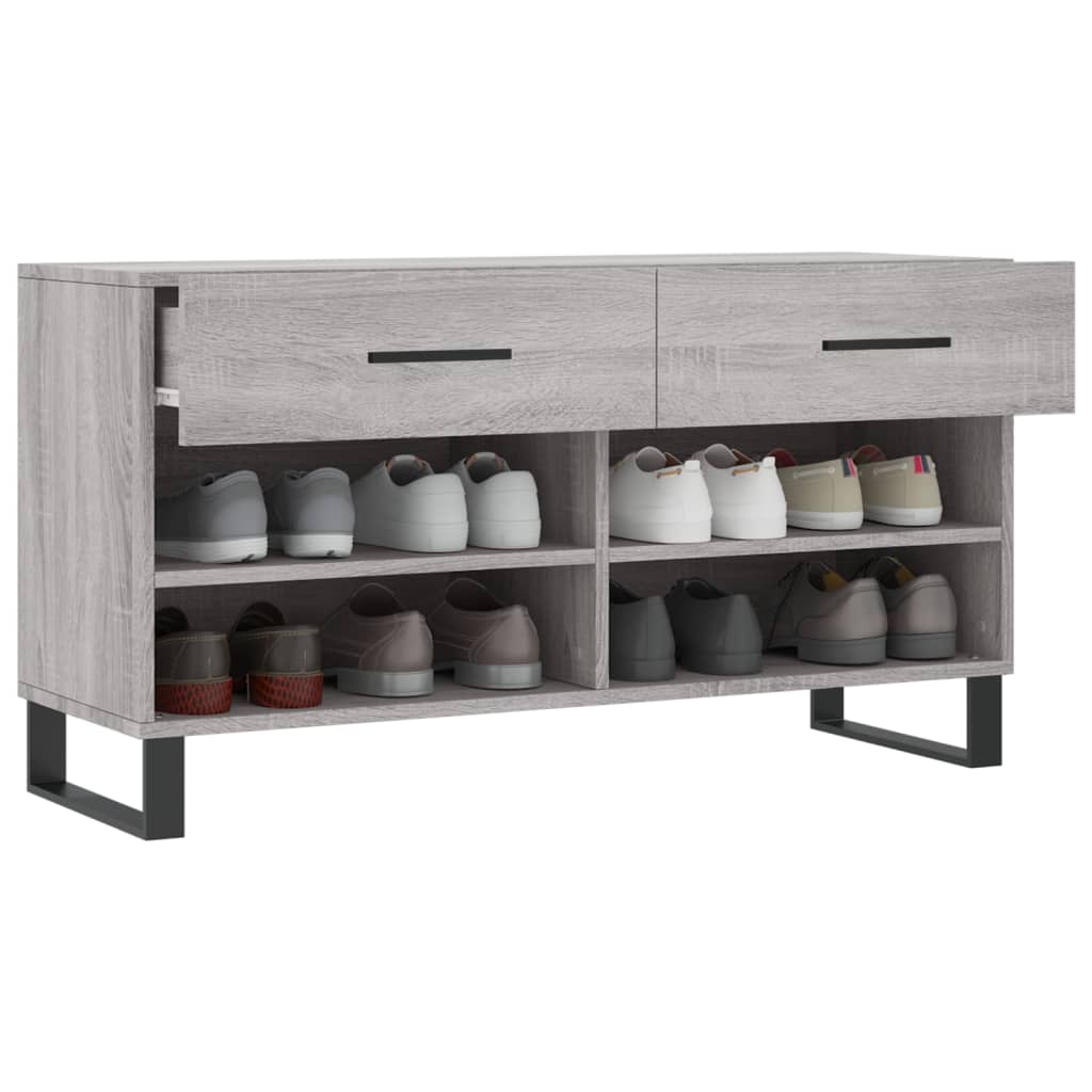 vidaXL Ławka z miejscem na buty, szary dąb sonoma, 102x35x55 cm