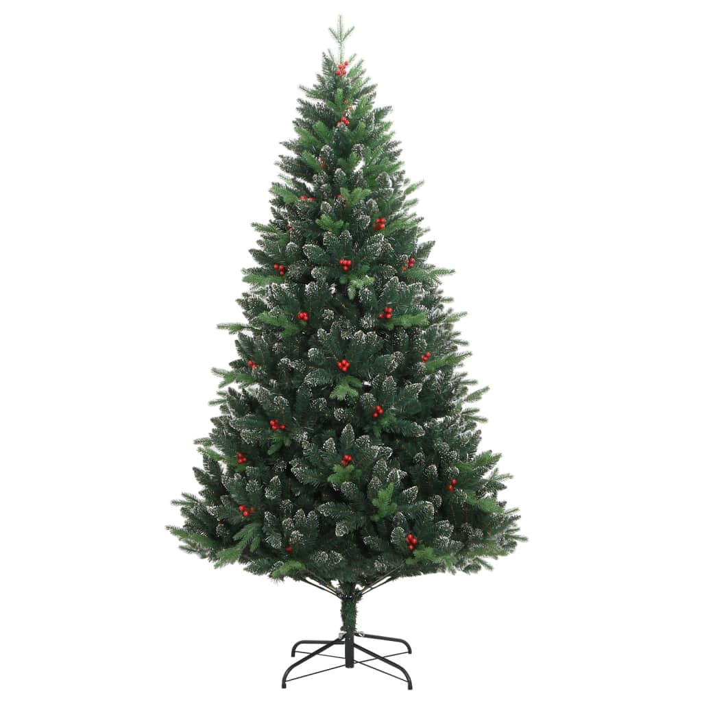 vidaXL Sztuczna choinka zawiasowa z czerwonymi jagodami, 240 cm