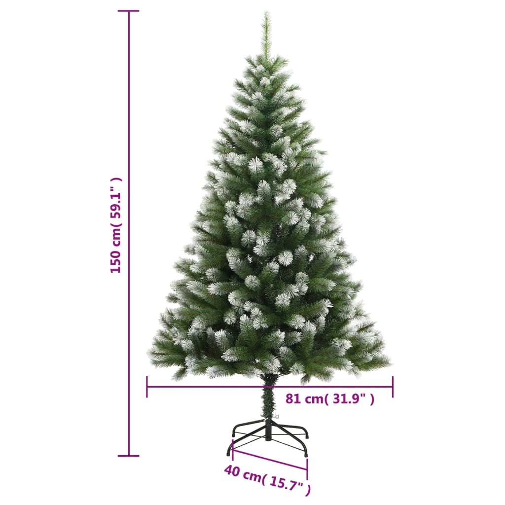 vidaXL Sztuczna choinka zawiasowa, ośnieżona, 150 cm