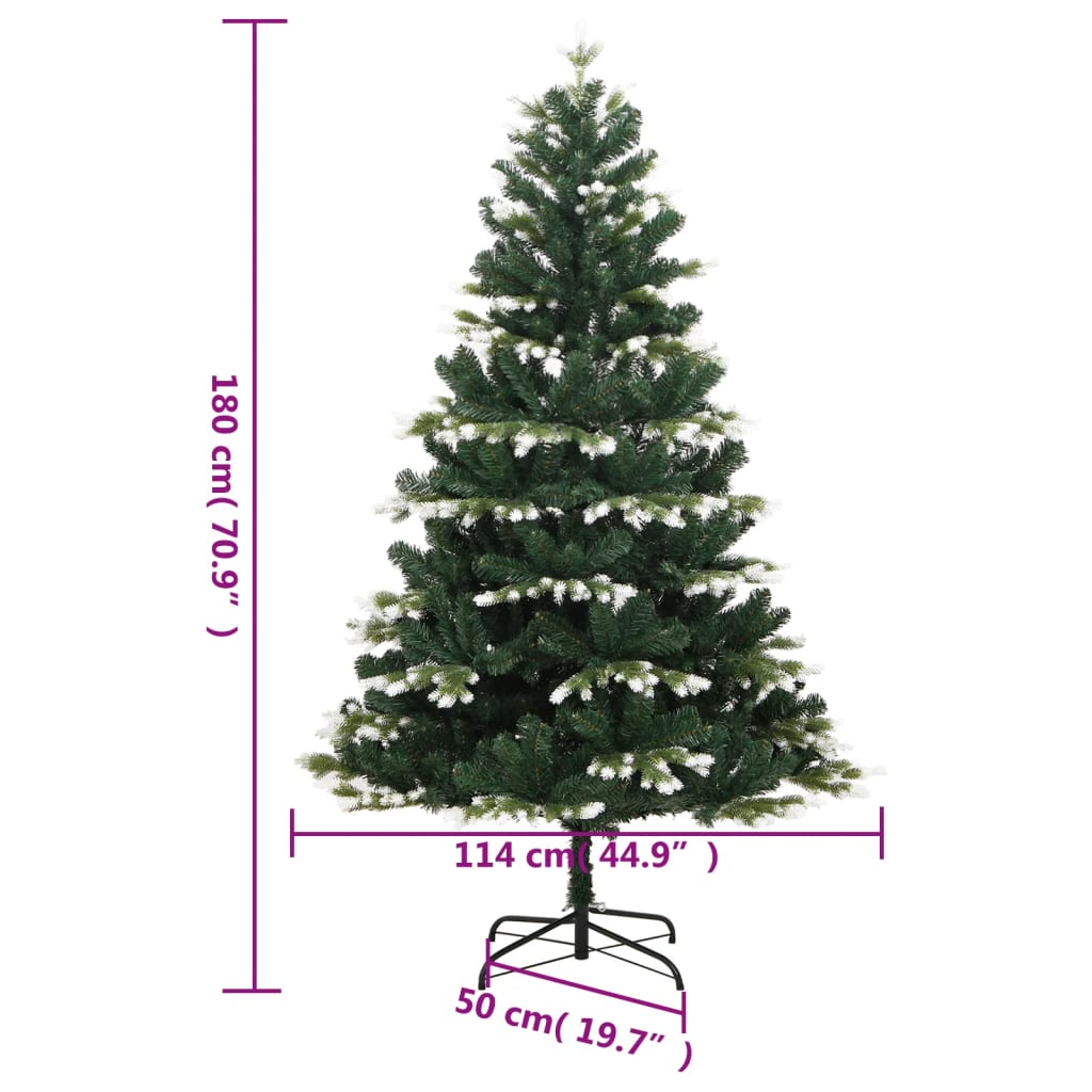 vidaXL Sztuczna choinka zawiasowa, ośnieżona, 180 cm