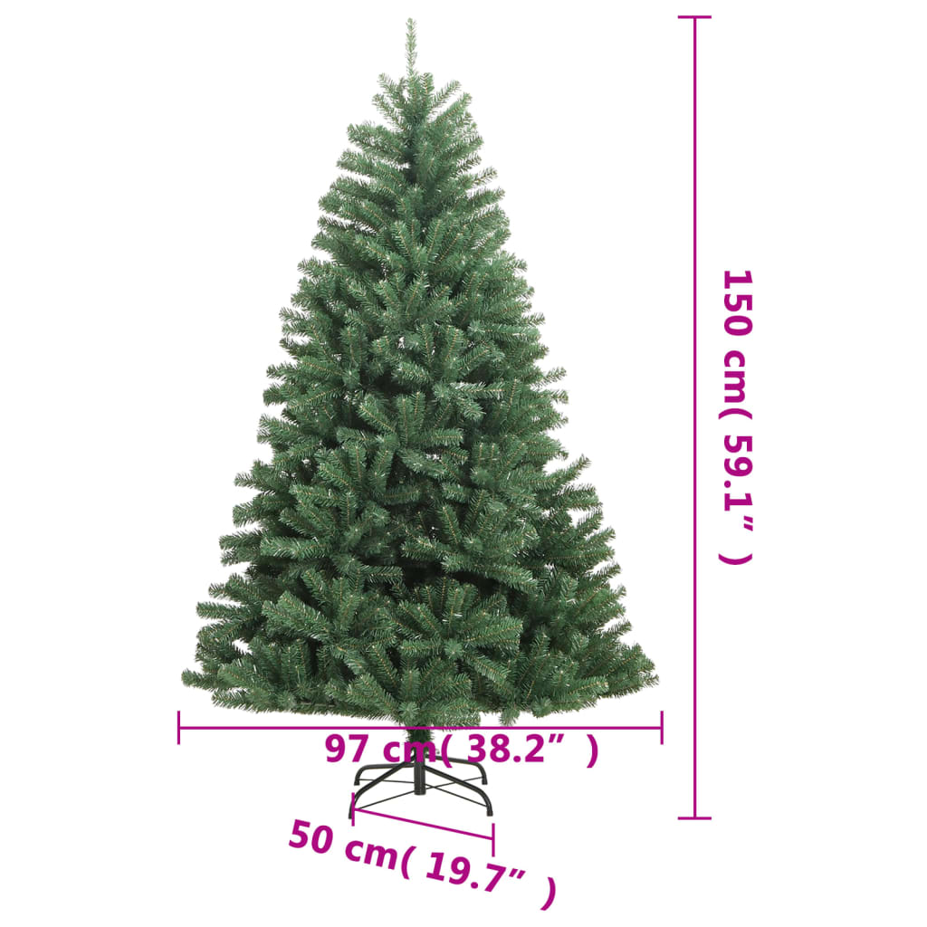 vidaXL Sztuczna choinka zawiasowa ze stojakiem, zielona, 150 cm
