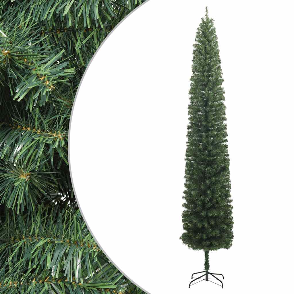 vidaXL Smukła choinka na stojaku, 270 cm, PVC
