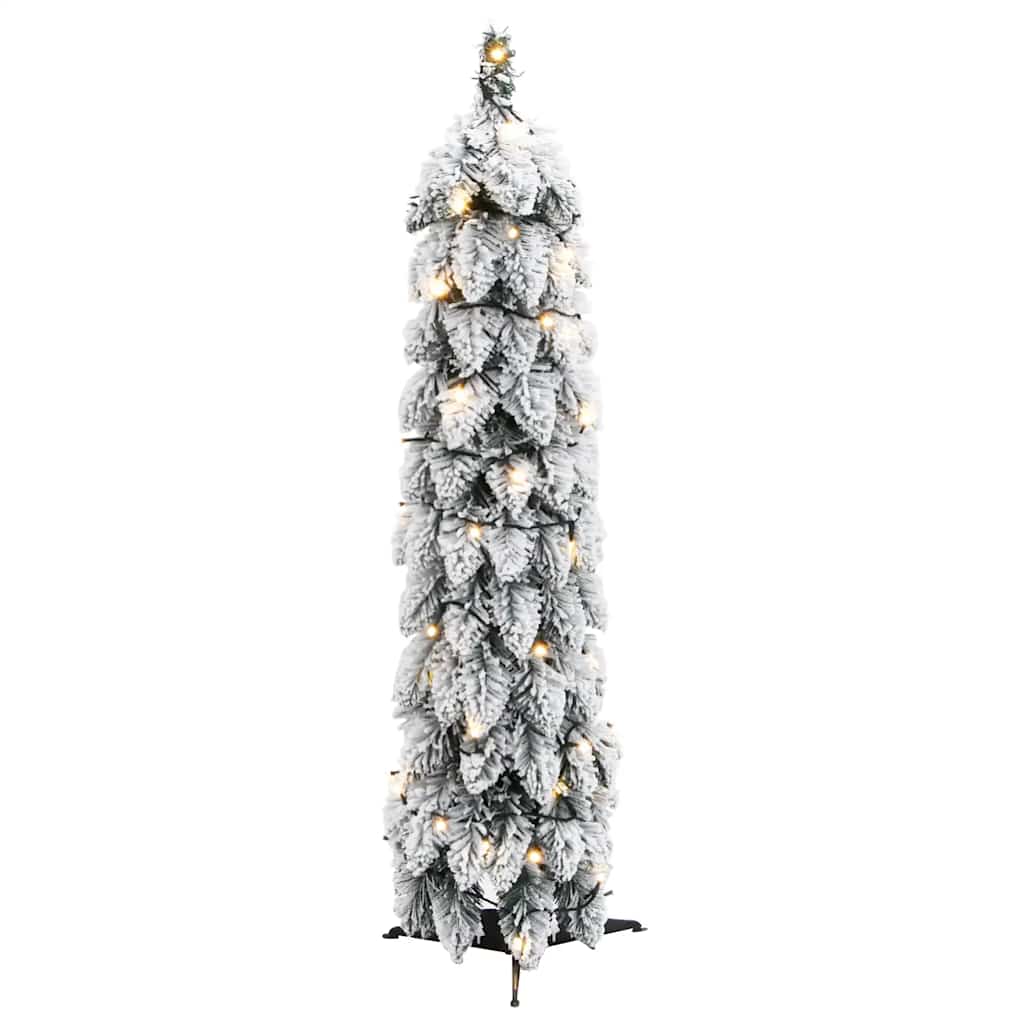 vidaXL Sztuczna choinka z 45 lampkami LED, ośnieżona, 90 cm