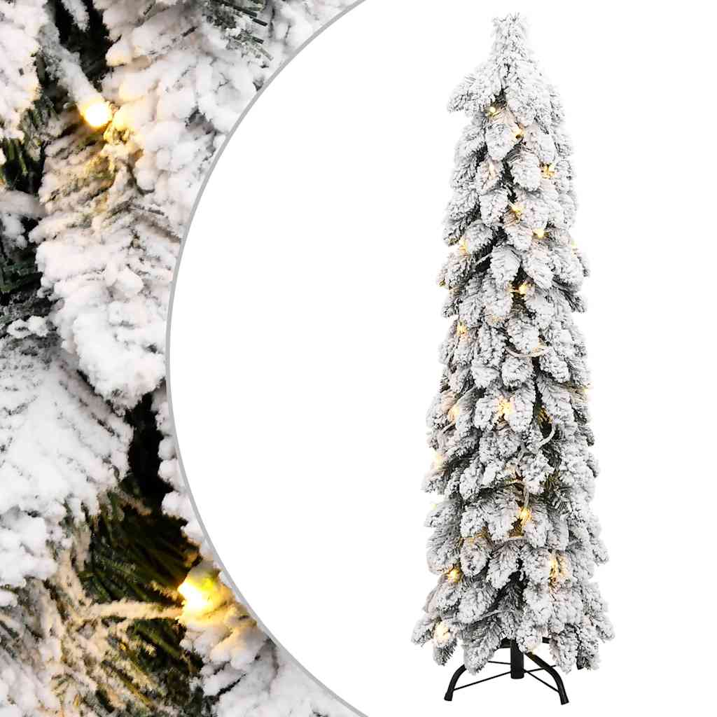 vidaXL Sztuczna choinka z 80 lampkami LED, ośnieżona, 150 cm