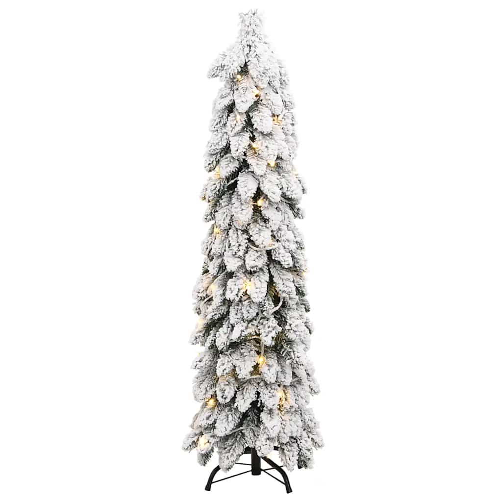 vidaXL Sztuczna choinka z 80 lampkami LED, ośnieżona, 150 cm