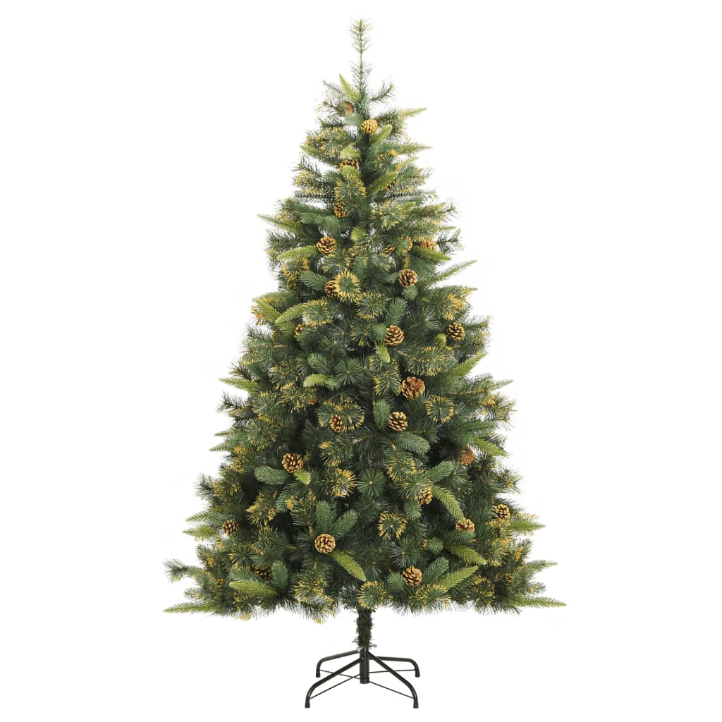 vidaXL Sztuczna choinka na zawiasach, z szyszkami, 240 cm