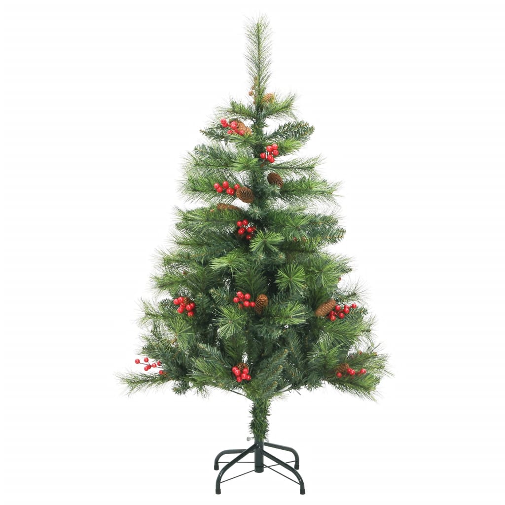 vidaXL Sztuczna choinka na zawiasach, z szyszkami i jagodami, 150 cm