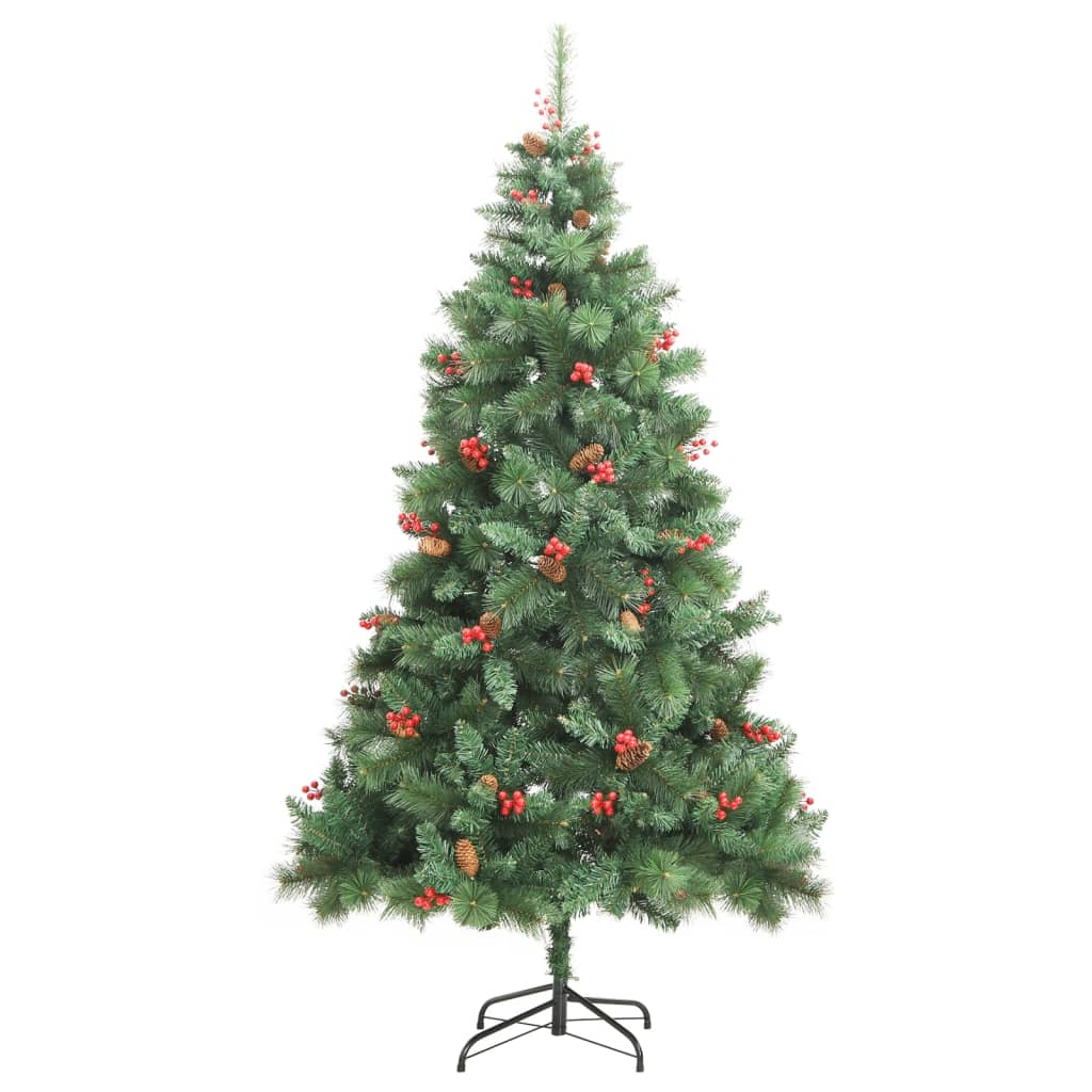 vidaXL Sztuczna choinka na zawiasach, z szyszkami i jagodami, 240 cm