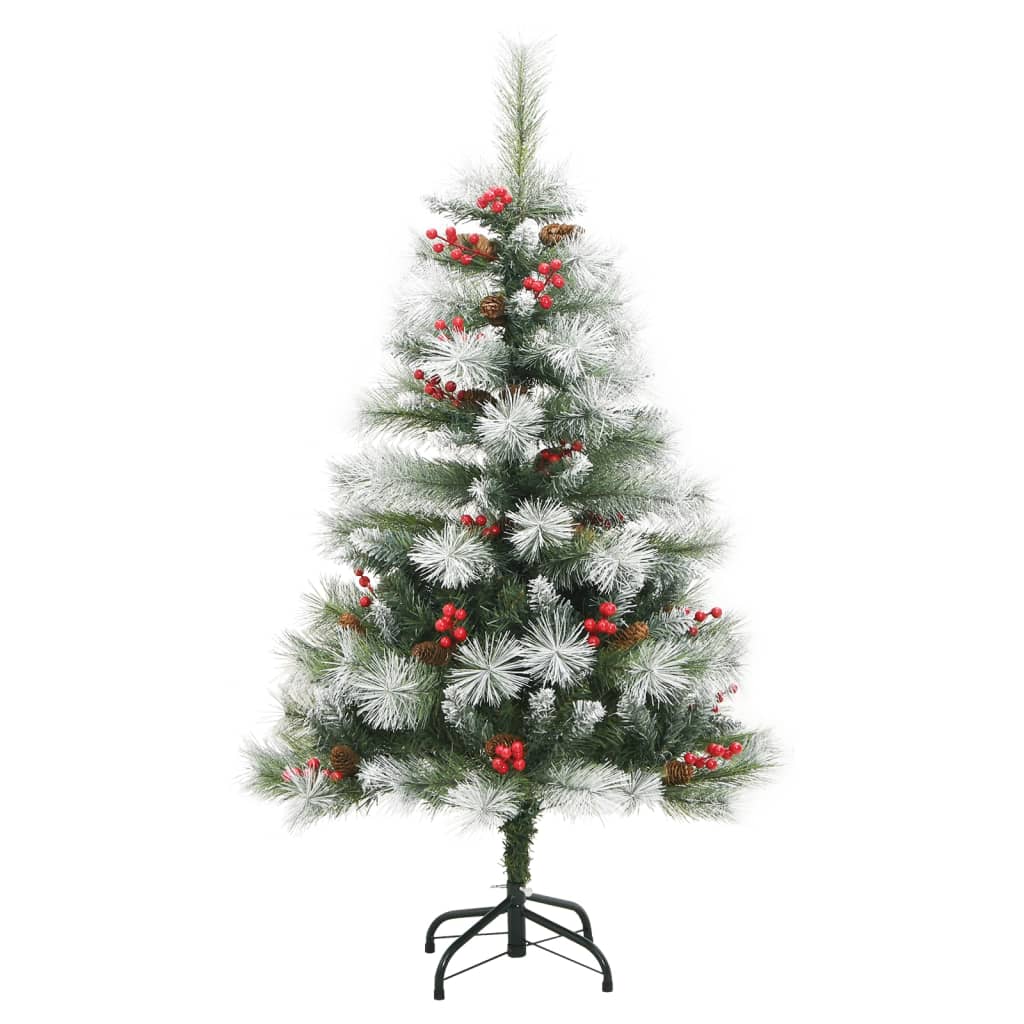 vidaXL Sztuczna choinka na zawiasach, z szyszkami i jagodami, 150 cm