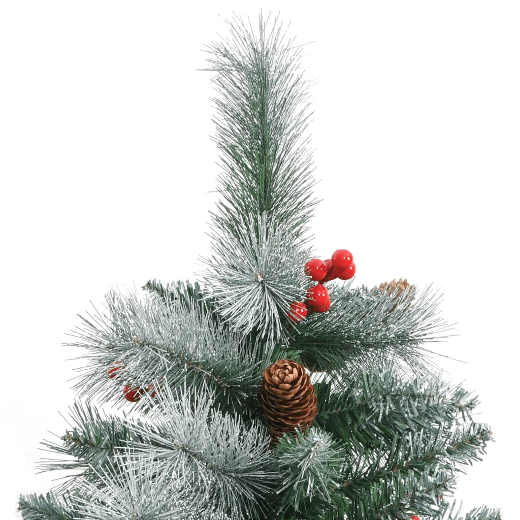 vidaXL Sztuczna choinka na zawiasach, z szyszkami i jagodami, 210 cm