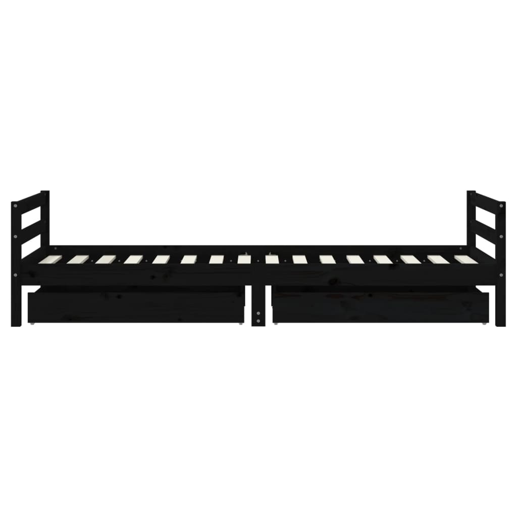 vidaXL Rama łóżka dziecięcego z szufladami, czarna, 80x200 cm, sosnowa