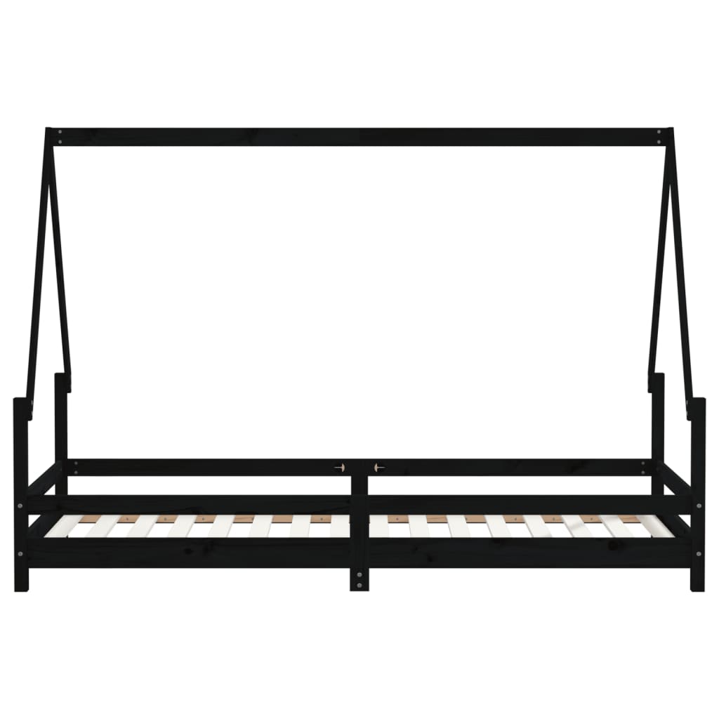 vidaXL Rama łóżka, czarna, 80x200 cm, lite drewno sosnowe