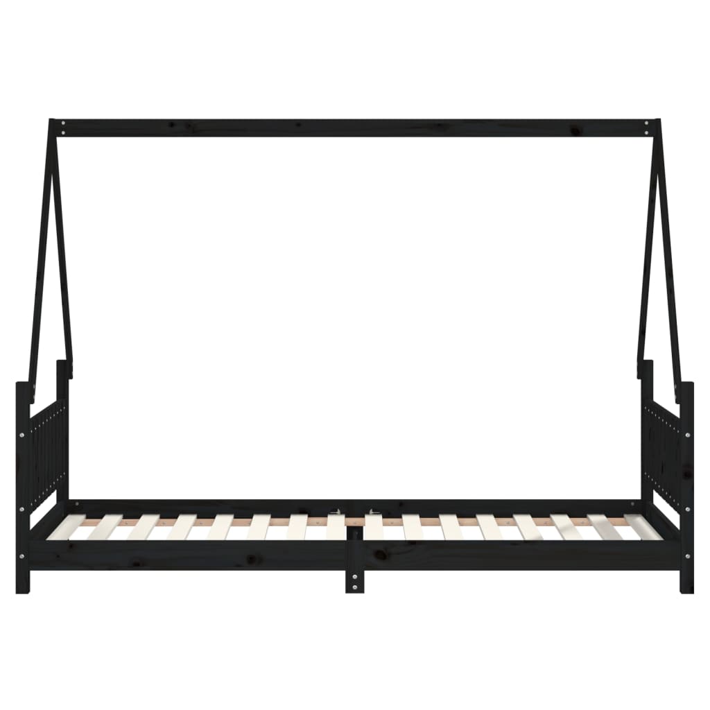 vidaXL Rama łóżka, czarna, 80x200 cm, lite drewno sosnowe