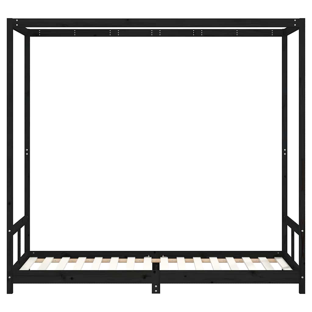 vidaXL Rama łóżka, czarna, 80x200 cm, lite drewno sosnowe