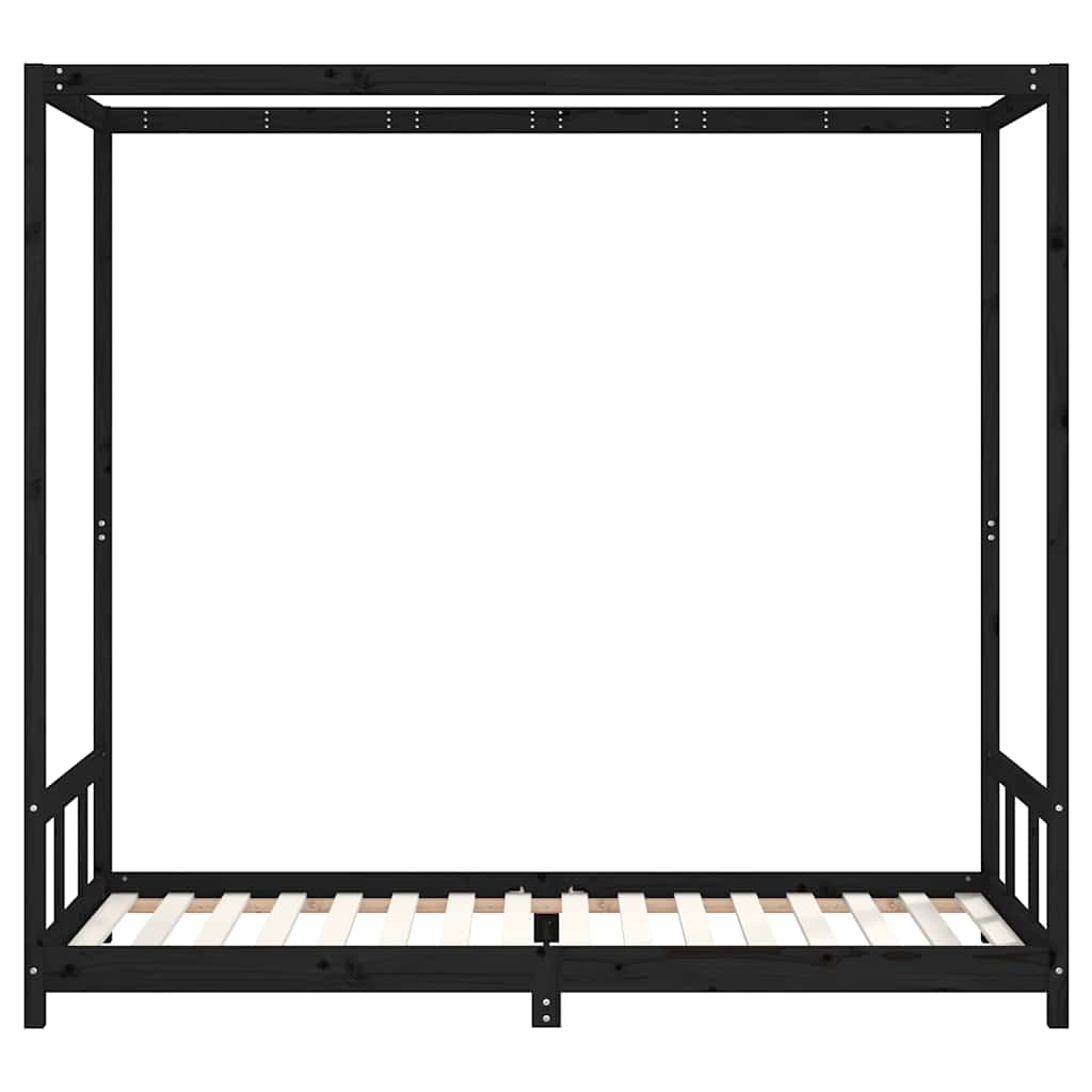 vidaXL Rama łóżka, czarna, 90x200 cm, lite drewno sosnowe
