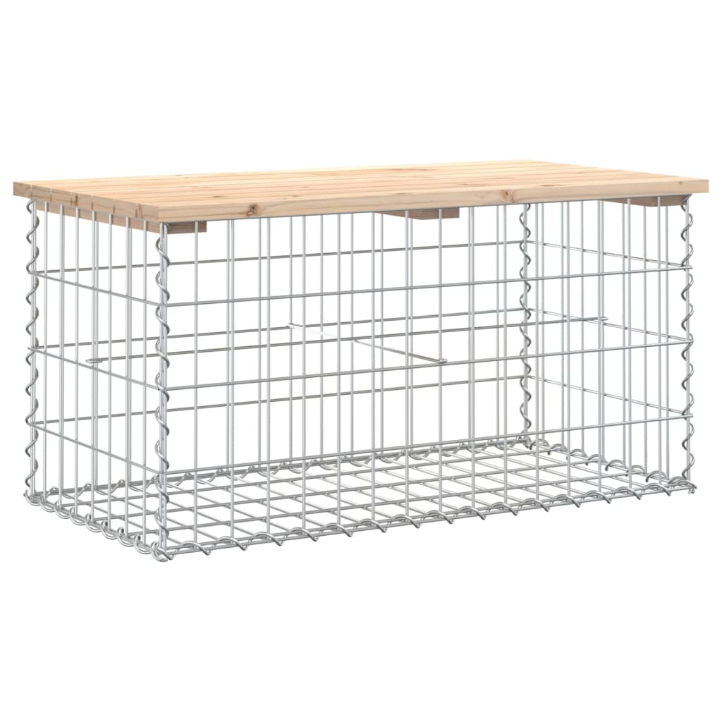vidaXL Ławka ogrodowa, z gabionem, 83x44x42 cm, lite drewno sosnowe