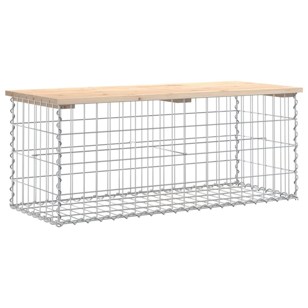 vidaXL Ławka ogrodowa, gabion, 103x44x42 cm, lite drewno sosnowe