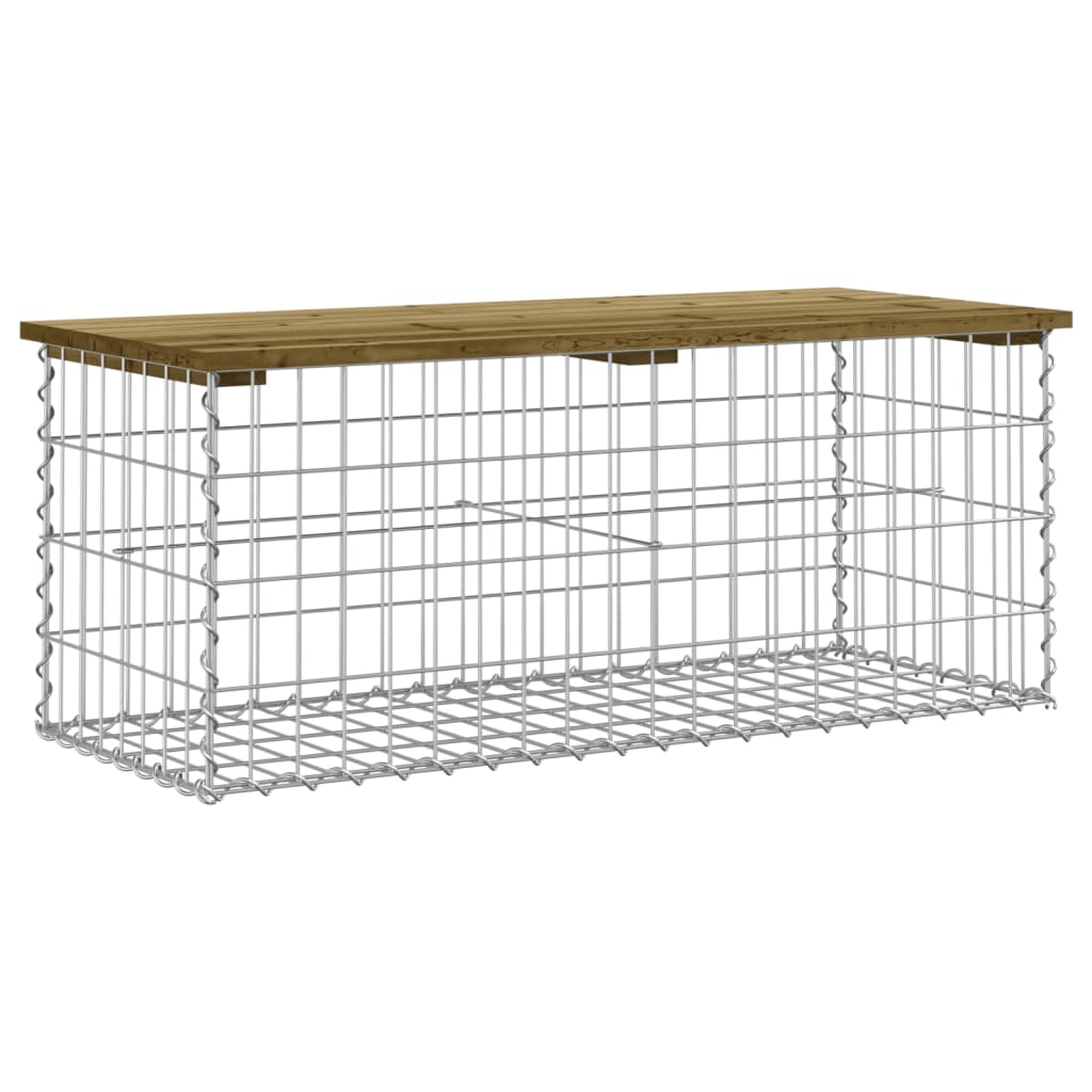 vidaXL Ławka ogrodowa z gabionem, 103x44x42 cm, impregnowana sosna