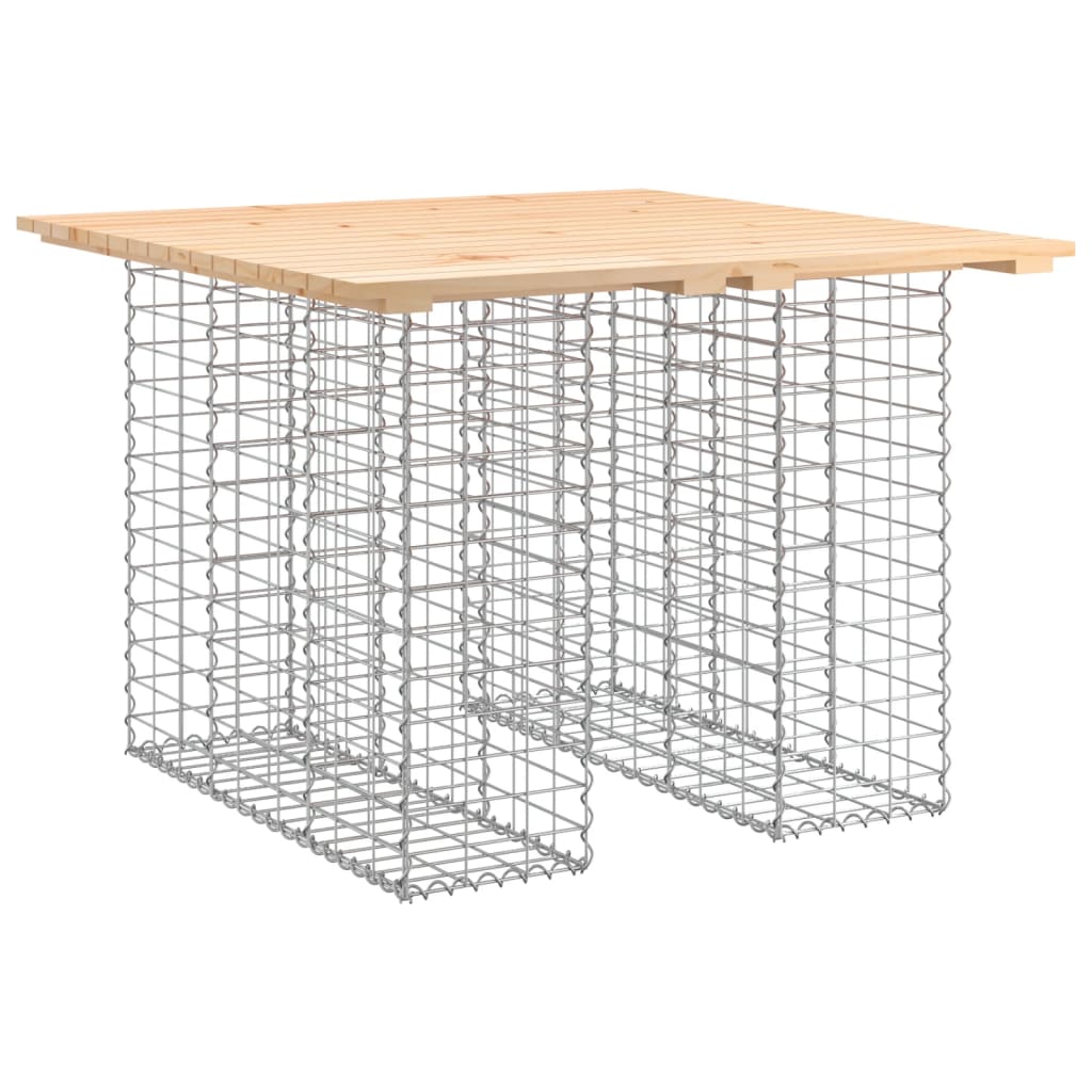 vidaXL Stół ogrodowy gabionowy 100x102x72 cm lite drewno sosnowe