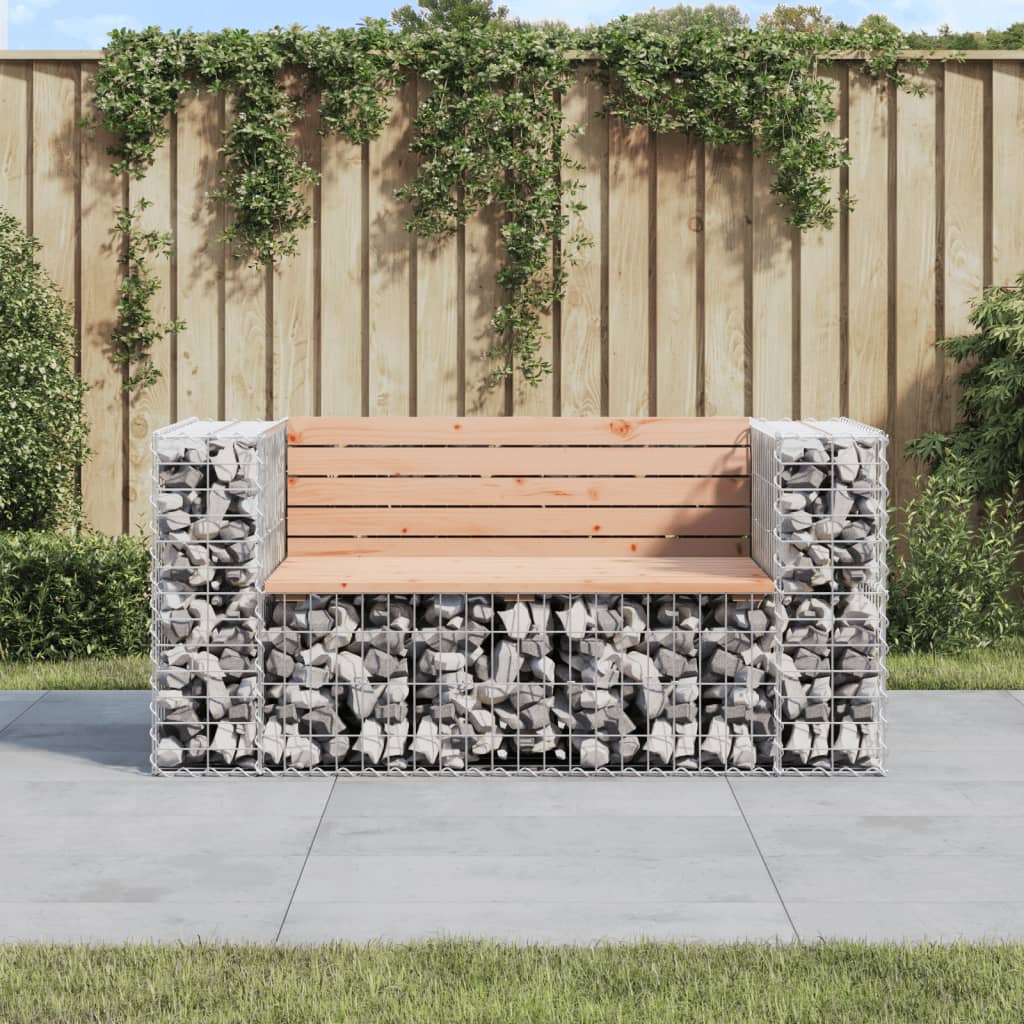 vidaXL Ławka ogrodowa z gabionem, 143x71x65,5 cm, drewno daglezjowe