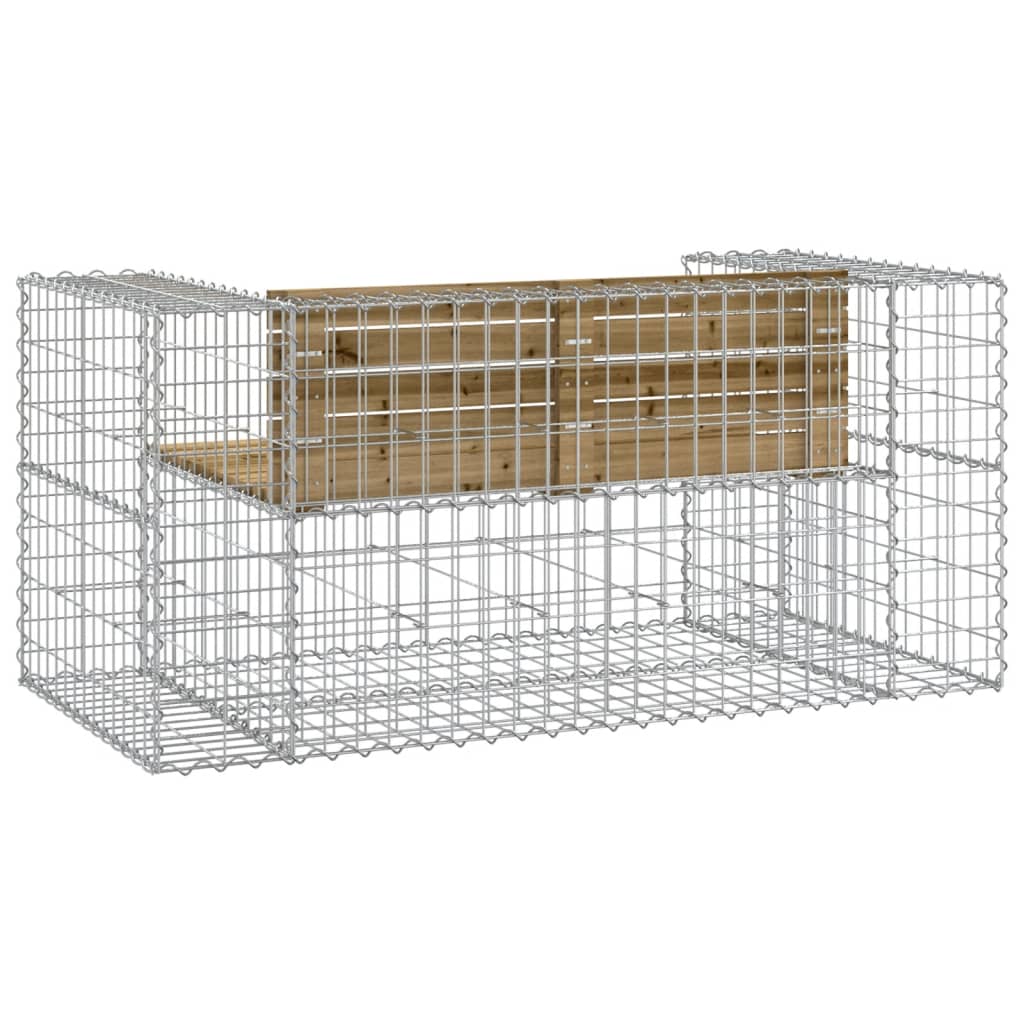 vidaXL Ławka ogrodowa z gabionem, 143x71x65,5 cm, impregnowana sosna