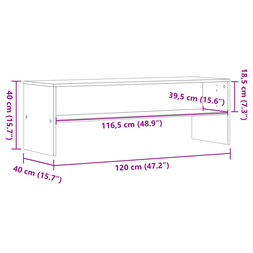 vidaXL Szafka pod TV, szary dąb sonoma, 120x40x40 cm