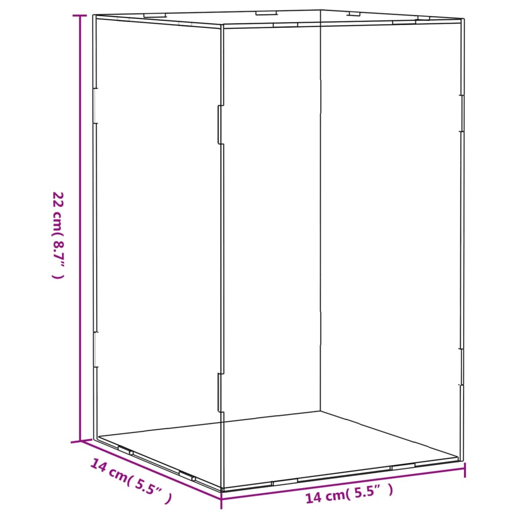 vidaXL Pudełko ekspozycyjne przezroczyste 14x14x22 cm Akryl