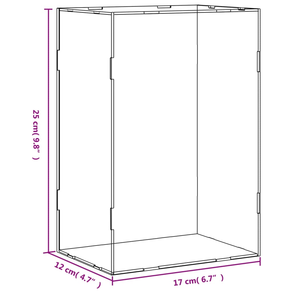 vidaXL Pudełko ekspozycyjne przezroczyste 17x12x25 cm akrylowe
