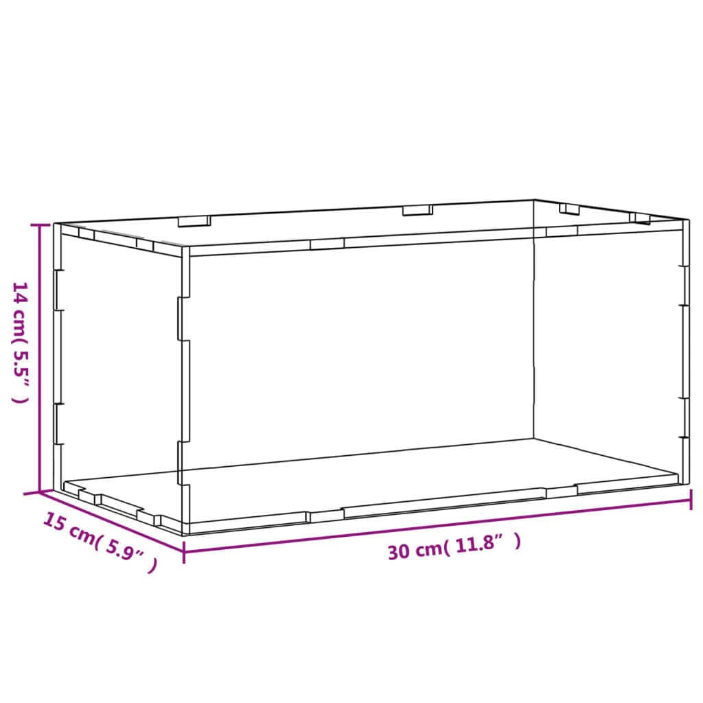 vidaXL Pudełko ekspozycyjne przezroczyste 30x15x14 cm akrylowe