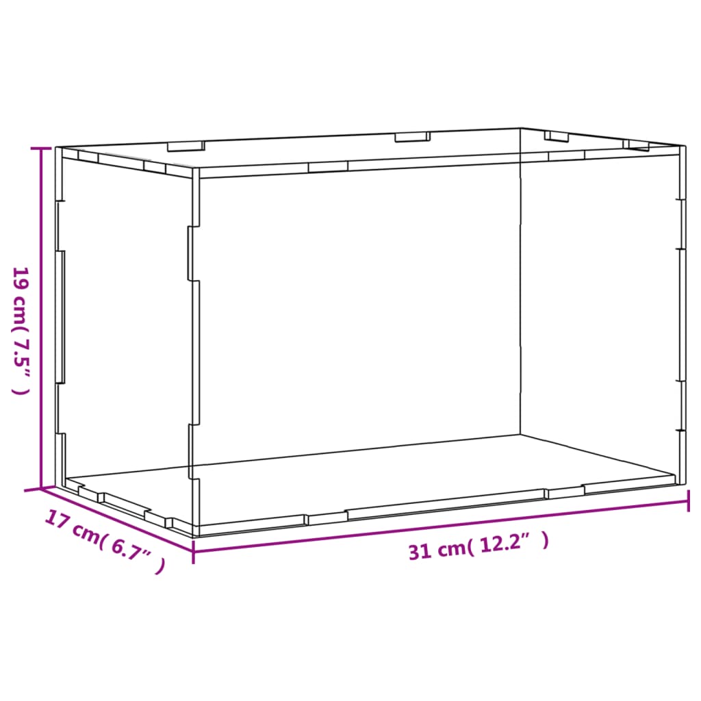 vidaXL Pudełko ekspozycyjne przezroczyste 31x17x19 cm akrylowe