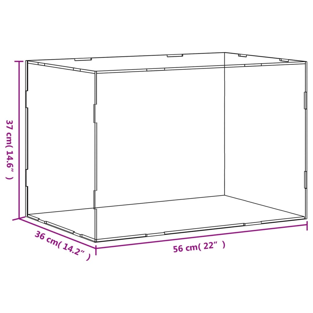 vidaXL Pudełko ekspozycyjne przezroczyste 56x36x37 cm Akryl