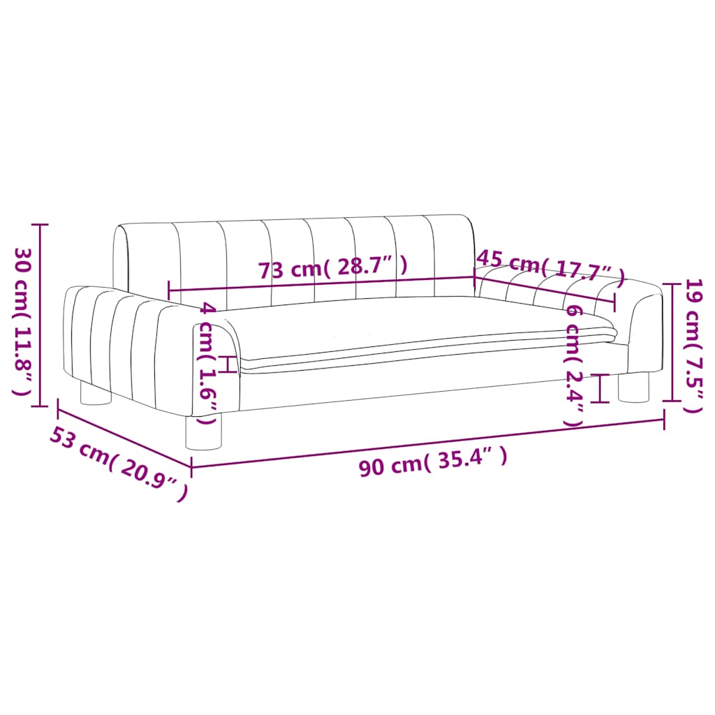 vidaXL Sofa dla dzieci, kremowa, 90x53x30 cm, obita tkaniną