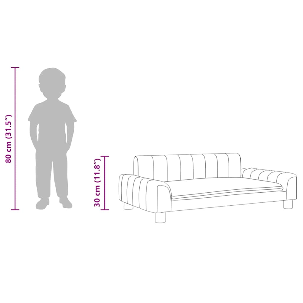 vidaXL Sofa dla dzieci, kremowa, 90x53x30 cm, obita tkaniną