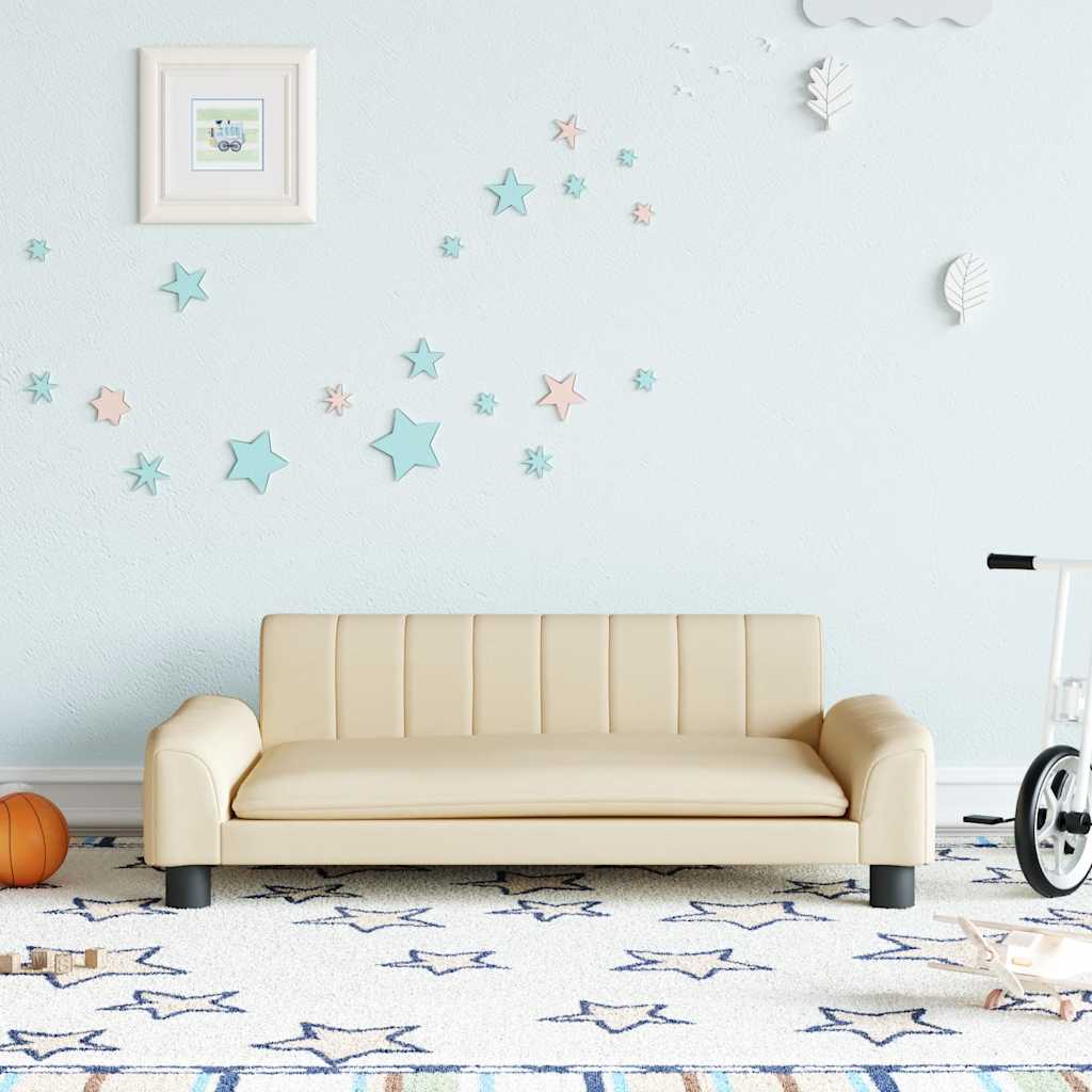 vidaXL Sofa dla dzieci, kremowa, 90x53x30 cm, obita tkaniną