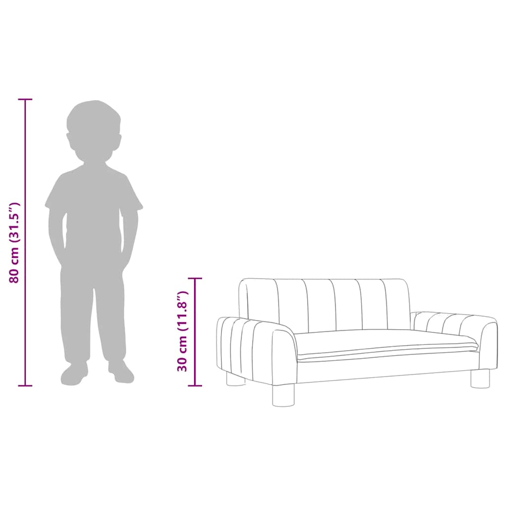 vidaXL Sofa dla dzieci, jasnoszara, 70x45x30 cm, obita tkaniną