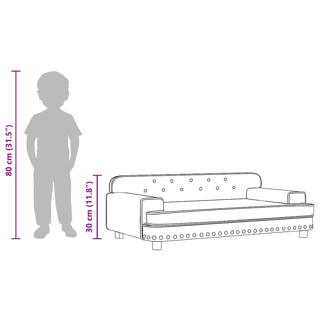 vidaXL Sofa dla dzieci, jasnoszara, 90x53x30 cm, aksamit