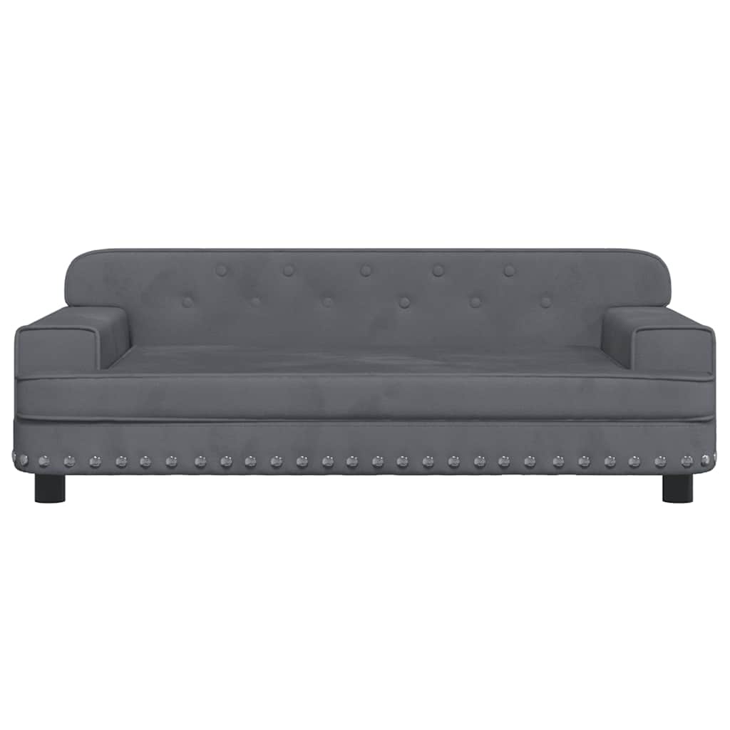 vidaXL Sofa dla dzieci, ciemnoszara, 90x53x30 cm, aksamit